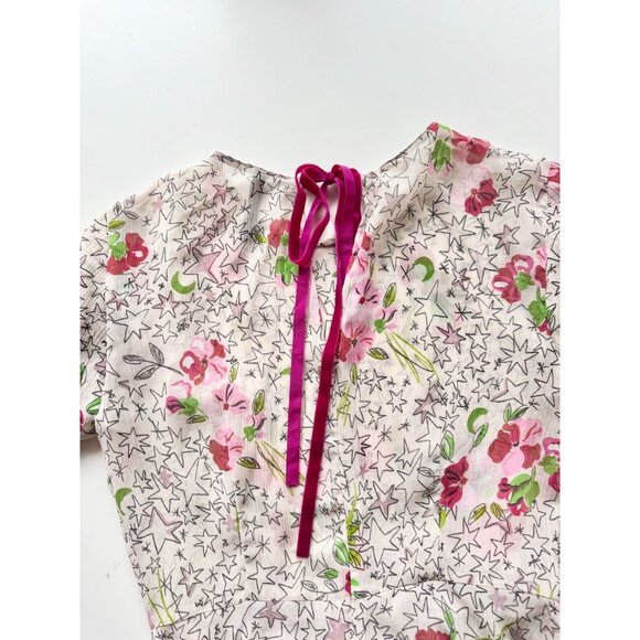 ZARA Off White Floral Star Print Crinkle Chiffon Fit & Flare Midi Dress, Size S - Picture 11 of 15